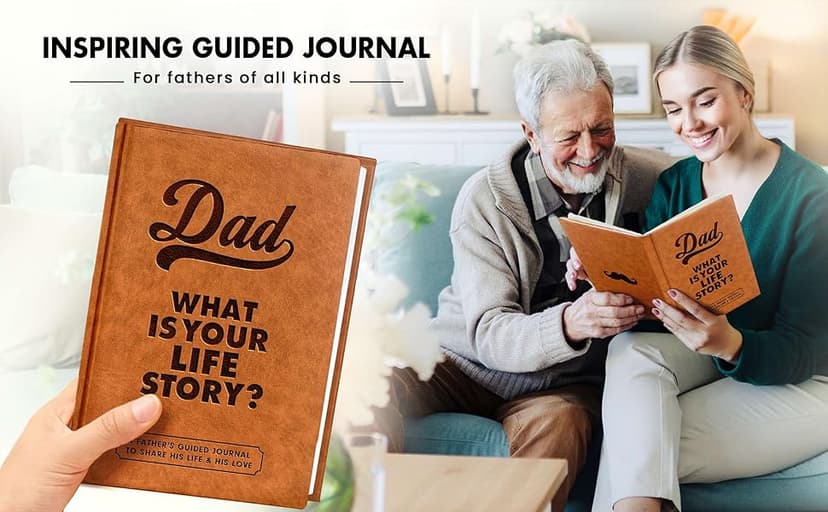 Gifts for Dad from Daughter, Son - Personalized Father's Day Gifts for dad, Husband, Men - Dads Birthday Gift Ideas, Birthday gifts for dads - Dad Story Book to Fill Out, Dads Guided Journal Life Story