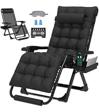 ZENPETIO Oversized Zero Gravity Chair, 33In XXL Zero Gravity Recliner Lounge Chair, Anti Gravity Chair for Indoor and Outdoor, Reclining Camping Chair for Lawn and Patio w/Cushion and Footrest, 500LBS