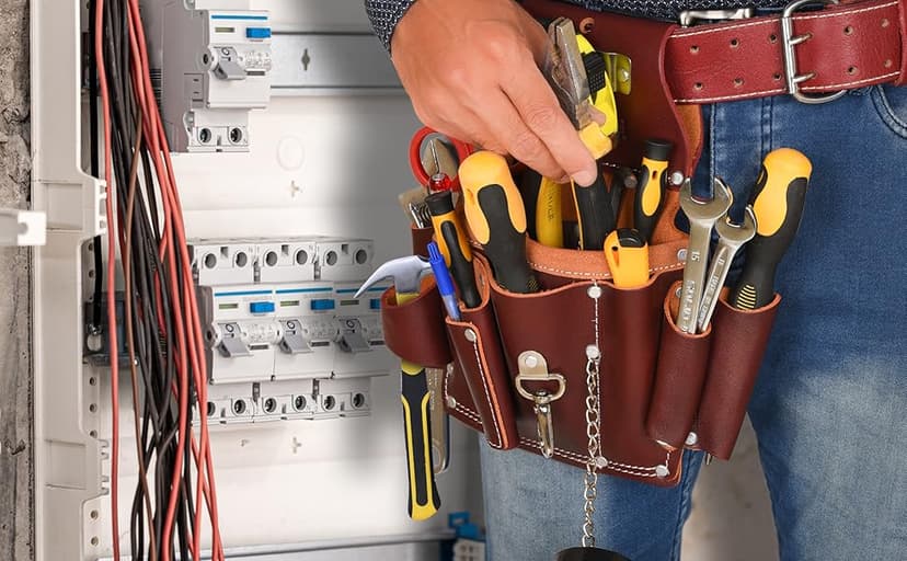 TRUTUCH Grain Leather Electrician Tool Pouch | Carpenter Tool Pouch | Electrician Pouch | Electric Tool Bag | Electrician Bag | Leather Tool Belt