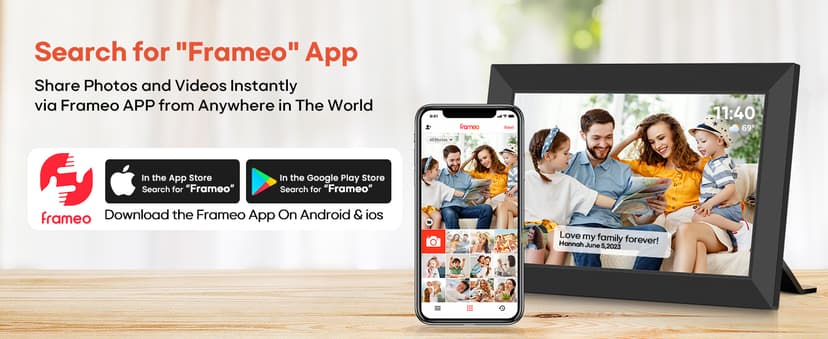 BIGASUO Digital Picture Frame, 10.1" Frameo Digital Frame WiFi with 32GB Memory, 1280x800 IPS Touch Screen, Send Photos/Videos from Your Phone Anywhere, Photo Gifts for Parents and Grandparents