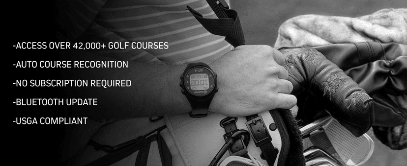 TecTecTec TecTecTec ULT-G Stylish, Lightweight and Multi-Functional Golf GPS Watch, Durable Wrist Band with LCD Display, Worldwide Preloaded Courses - Black