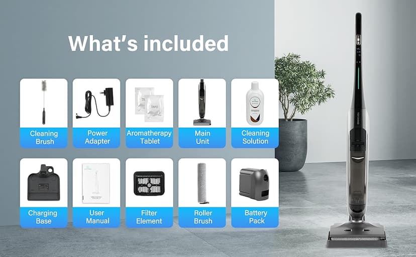 Xcity Cordless Wet Dry Vacuum Cleaner & Mop Combo - Self-Cleaning, Aromatherapy, 50Mins Runtime - Stick Vacuum for Pet Hair, Hardwood Floor, Carpet