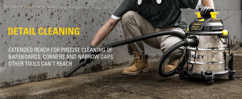 STANLEY SL18116 Wet/Dry Vacuum, 6 Gallon, 4 Horsepower, Stainless Steel Tank, 4.0 HP, Silver+Yellow