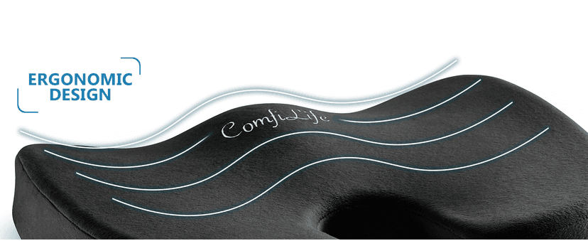 ComfiLife Premium Gel & Memory Foam Seat Cushion – Doctor Recommended Office Chair Cushion, Car Seat Cushion – Chair Cushions for Back & Sciatica Pain Relief – Seat Cushions for Office & Desk (Black)