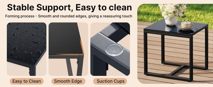 3 Pieces Outdoor Patio Furniture Set Rocking Bistro Set Outdoor Rattan Conversation with Coffee Table for Garden Balcony Backyard Poolside (Grey Cushion)