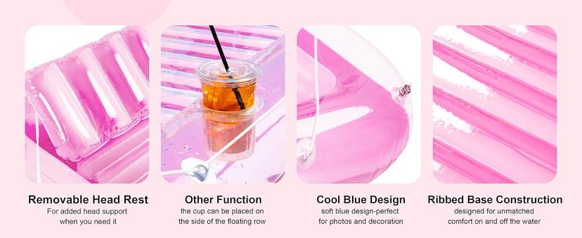 Inflatable Pool Floats Lounger for Adults, Blow Up Tanning Pool Raft Sun Tan Tub with Inflatable Pillow for Family Outdoor, Garden, Backyard Summer Water Party (14+ Year Old)