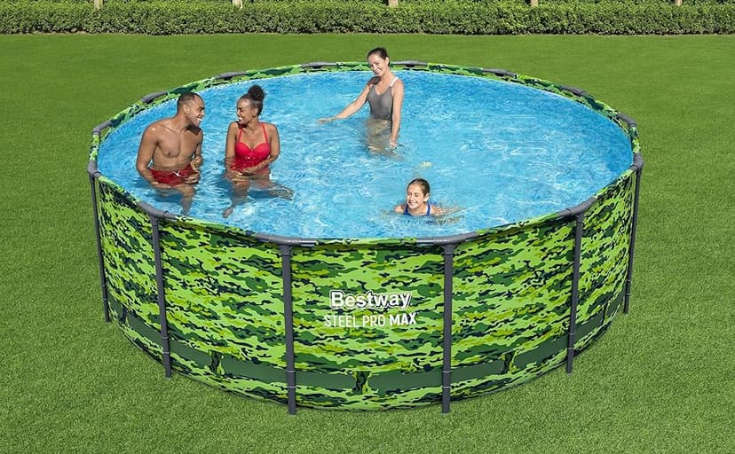 Bestway Steel Pro Max 14'x48 Camo Pool Set | Durable Construction, Easy Assembly, and All-Inclusive Accessories - Above Ground Pool Set with Filter Pump, Ladder, and Pool Cover - No Tools Required!