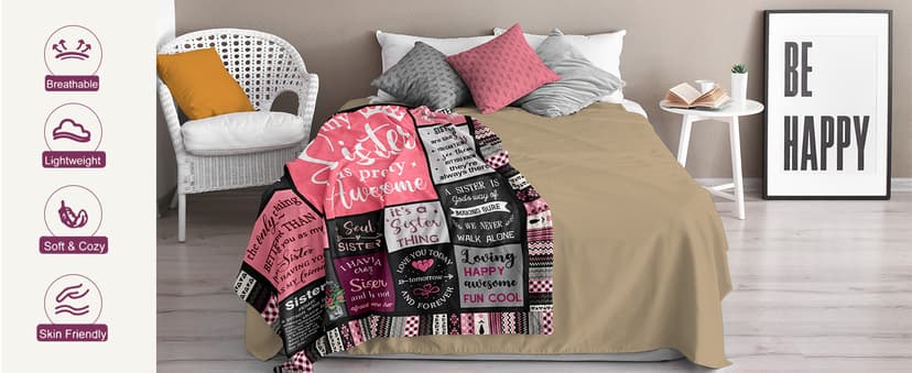 Ruvinzo Sister Gifts from Sis, Sisters Birthday Gift Idea, Best Sister Ever Gift for Women, Birthday Gifts for Sisters, Sis Soft Throw Blanket 60" x 50" B0BY8BFFQ9
