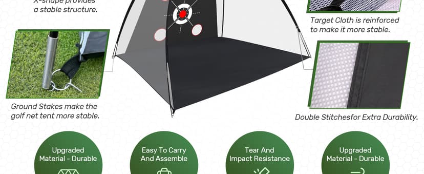 Zensouds Golf Net, 10x7FT with Golf Practice Mat, Hitting Aid Nets for Backyard Driving Chipping Training Swing with Target Outdoor or Indoor– Gifts for Men/Dad/Him