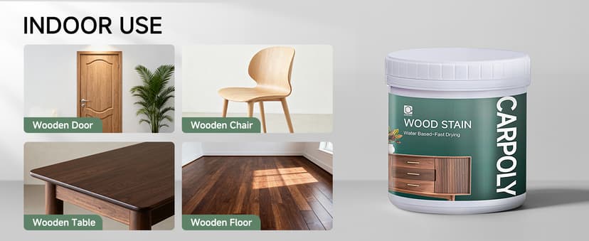Wood Stain,16oz Teak Wood Stain & Sealer in One, Water Based|Fast Drying|Non-Toxic|Low Ddor|Waterproof, for Indoor and Outdoor Furniture, Multiple Finishes(with Tools)