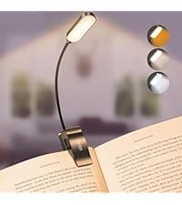 Gritin Reading Light, Rechargeable Book Light for Reading in Bed - Eye Caring 3 Color Temperatures, 5-Level Dimmable Brightness, Long Lasting, Compact Size Clip on Book Lamp for Bookworms-Blue