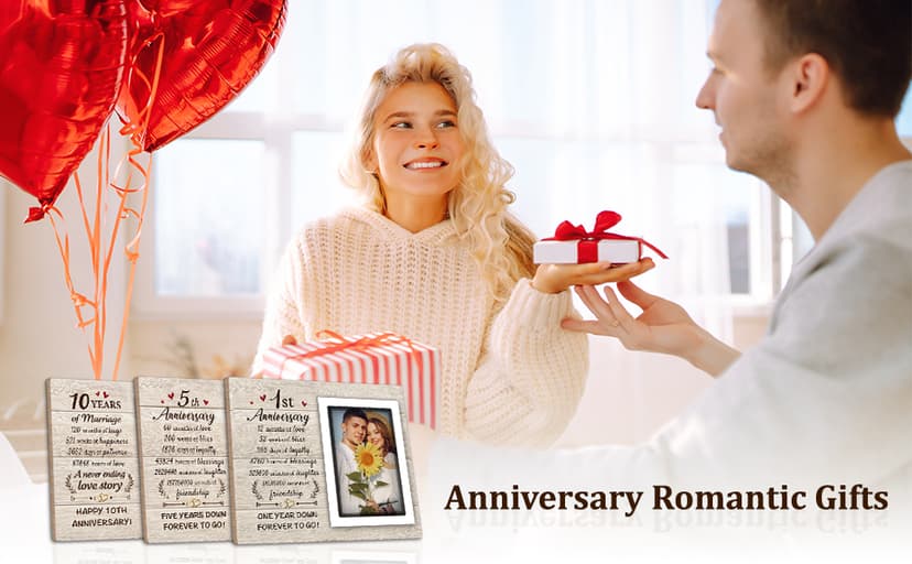 1st Anniversary Paper Gifts for Him Her - One Year Romantic Wedding Picture Frame Fit 4x6 Photos for Boyfriend Girlfriend, 1 Year Anniversary Valentines Gifts for Husband Wife Couple