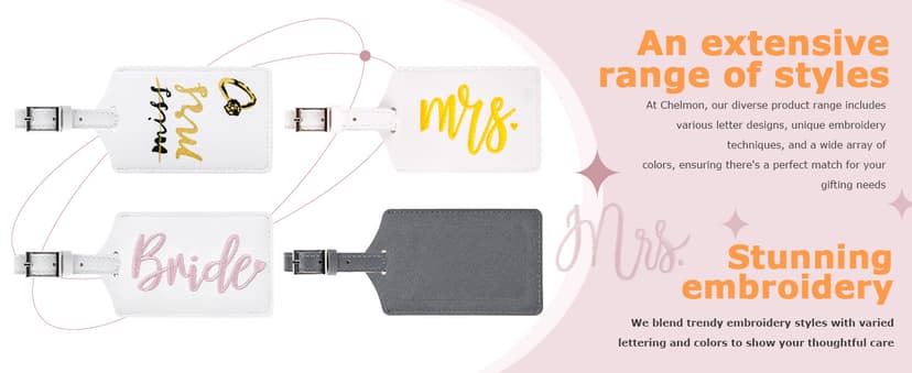 Bridal Shower, Engagement & Wedding Gifts – Personalized Registry Essentials for Just Married Newlyweds Chelmon Mr and Mrs Tags for Couples, Bride Groom Honeymoon Travel Gifts B07SSFDVMZ