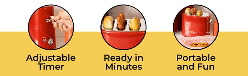 Nostalgia HDT600RETRORED Retro Pop-Up 2 Hot Dog & Bun Toaster, with Mini Tongs, Works with Chicken, Turkey, Veggie Links, sausages & Brats B005Q8X6IO