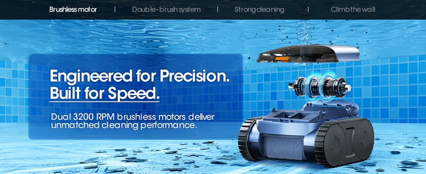Cordless Robotic Pool Vacuum with Smarter Navigation & Track Drive, Dual 180W Brushless Motors, Wall & Waterline Climbing, 150-Min Runtime, for Inground & Above-Ground Pools up to 2,150 Sq. Ft.
