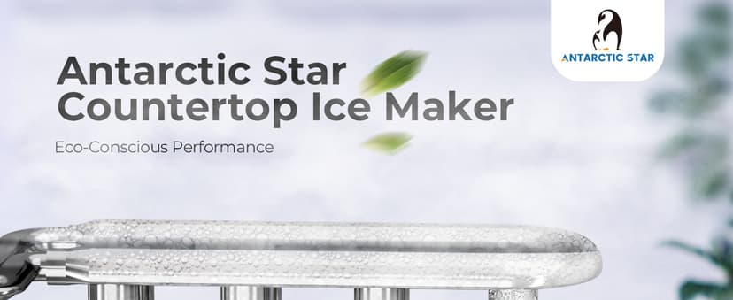 Antarctic Star Countertop Ice Maker Machine, 8 Ice Cubes in 6 mins, 26lb/Day Ice with 2 Sizes- Portable Mini, Energy Saving & Basket/Scoop for Home/Party/Travel/Camping/Bar, Dark Black
