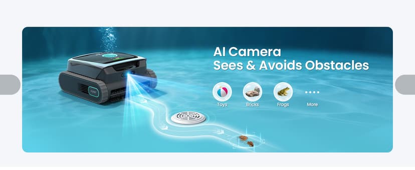 AIPER Scuba V3 AI Vision Cordless Robotic Pool Cleaner, Include Wireless Charging Dock, Smart Waterline Parking & Featherlight Design, Micromesh Multi-Layer Filtration, Grey