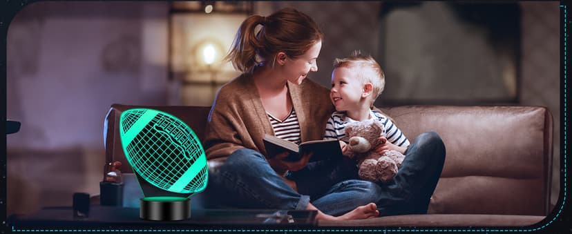 Linkax Football Gifts Stocking Stuffers for Kids Teens Boys Girls, Rugby 3D Illusion Night Light Christmas Gifts for Kids, 6 7 8 9 10 11 12 13 Year Old Birthday Presents Room Decor, Toys for Ages 8-13