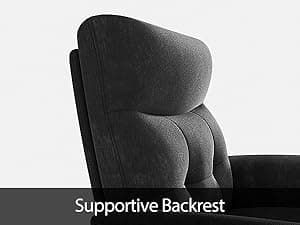 Power Recliner Chair for Adults with Heat & Massage - Soft Fabric Electric Reclining Sofa with Remote Control, 180° Lay Sleeper 3 Side Pockets for Living Room Home Theater, Dark Grey