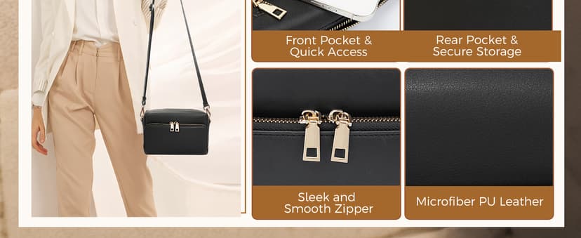 FYY Small Crossbody Bags for Women Vegan Leather Crossbody Purses for Women Travel with Adjustable Shoulder Strap