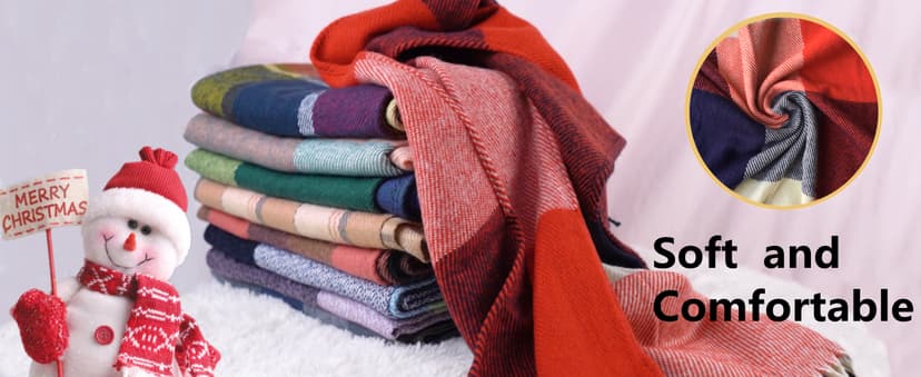 Loritta Womens Scarf Fashion Long Plaid Shawls Wraps Big Grid Winter Warm Lattice Large Scarves Gifts