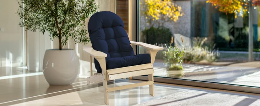 Adirondack Chair Cushion, Rocking Chair Cushion 44x19.4x4 inch, High Back Patio Cushions of Upper and Lower with Ties, Sunscreen and Fade-Resistant (Beige, 2)