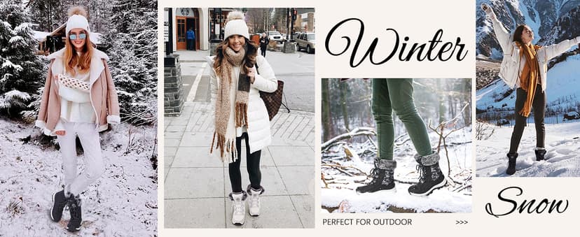 EARLDE Women's Snow Boots Waterproof Winter Boots Mid-Calf Outdoor Lightweight Warm Faux Fur Lined with Non-slip Sole