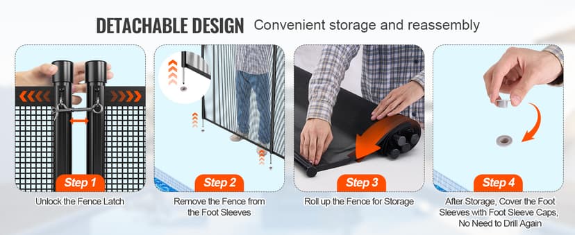 VEVOR Pool Fence, 4 x 108 FT Pool Fences for Inground Pools, Removable Safety Pool Fencing, Easy DIY Installation Swimming Pool Fence, 340gms Teslin PVC Pool Fence Mesh Protects Kids and Pets