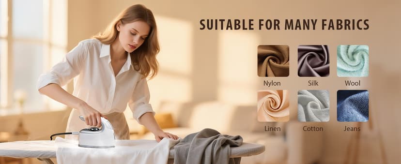 Sundu Mini Travel Iron with Steam,1000W Portable Non-Stick Soleplate Steam Samll Iron for Quilting & Sewing,300 Microsteam Holes,90ml water tank,lockable safety base,Digital Temperature Control-Silver