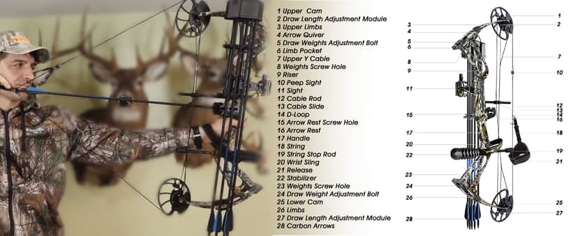 Sanlida Archery Dragon X8 RTH Compound Bow Package for Adults and Teens,18”-31” Draw Length,0-70 Lbs Draw Weight,up to IBO 310 fps,No Bow Press Needed,Limited Life-time Warranty,RH Only