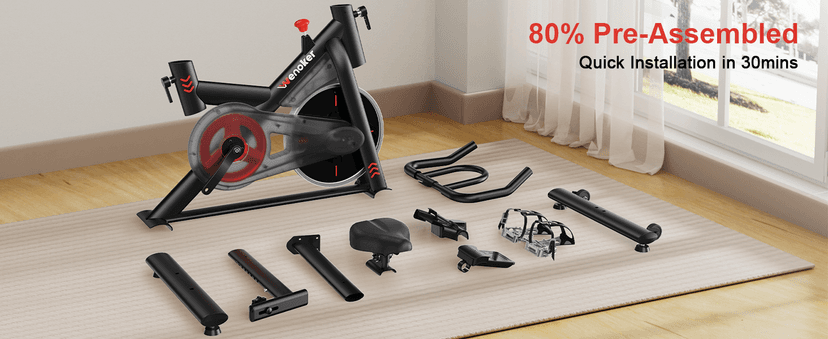 Exercise Bike for Home – 350LB Indoor Cycling Bike, Silent Stationary Spin Bike with App Sync, Adjustable Seat, LCD Monitor, Smooth & Quiet for Cardio Workout