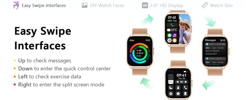 ZOSKVEE Smart Watch 45mm for Women Men(Dial/Answer Calls), 2.0" Fitness Tracker Watch with Heart Rate/Blood Pressure/Blood Oxygen Monitor for Android iOS