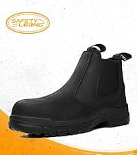 SAFETY LOONG Moc Toe Work Boots for Men Soft Toe Comfortable Full-Grain Leather 6" Non Slip and Water Resistant Safety Ankle Workboots