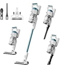 Eureka Cordless Vacuum Cleaner, Anti-Tangle Brushroll, Rechargeable Stick Vacuum, Lightweight for Carpet, Hard Floor, Pet Hair, White NEC280WH
