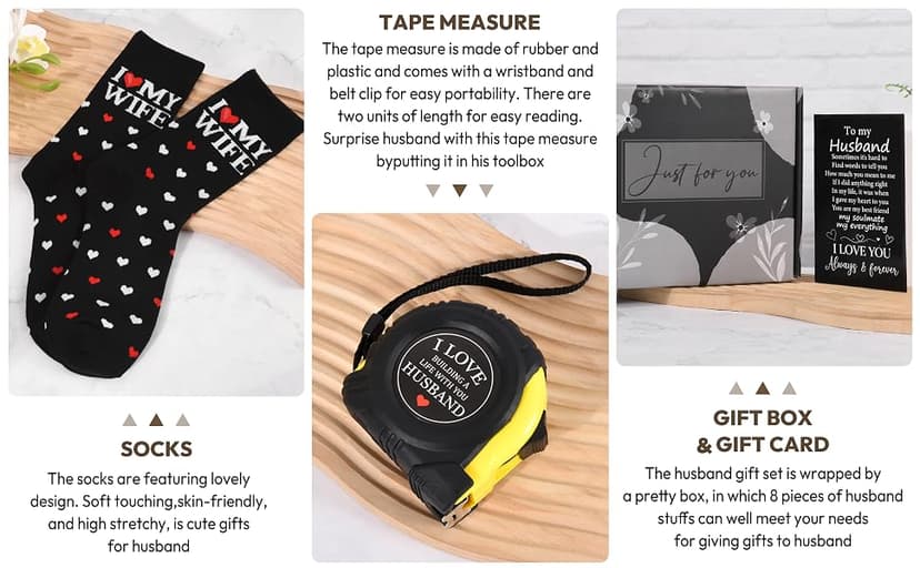 Best Gift for Husband Unique Birthday Gift Including Tumbler Mug Socks Bracelet Tape Measure Keychain Multitool Pen for Anniversary Birthday Christmas B0HHMQ7ZJY