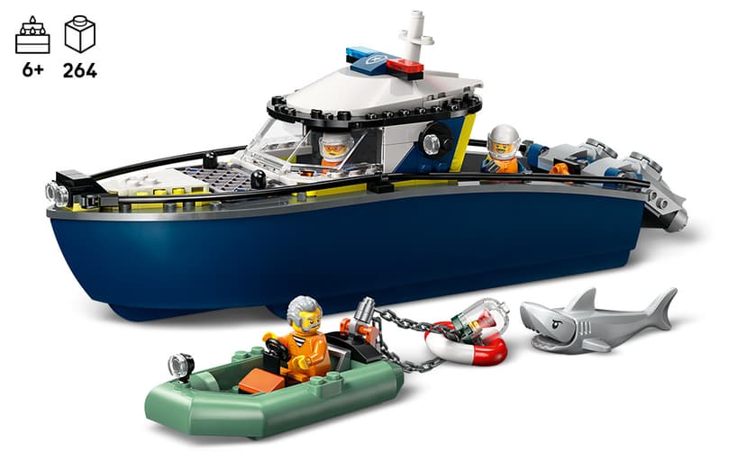 LEGO City Police Boat Chase Building Toy for Kids - Pretend Play Set for Boys & Girls, Ages 6+ - Building Blocks W/ 2 Floating Boat Toys for Playtime & Bath Time - Gift Idea for Birthdays- 60456 B0DRW6J866