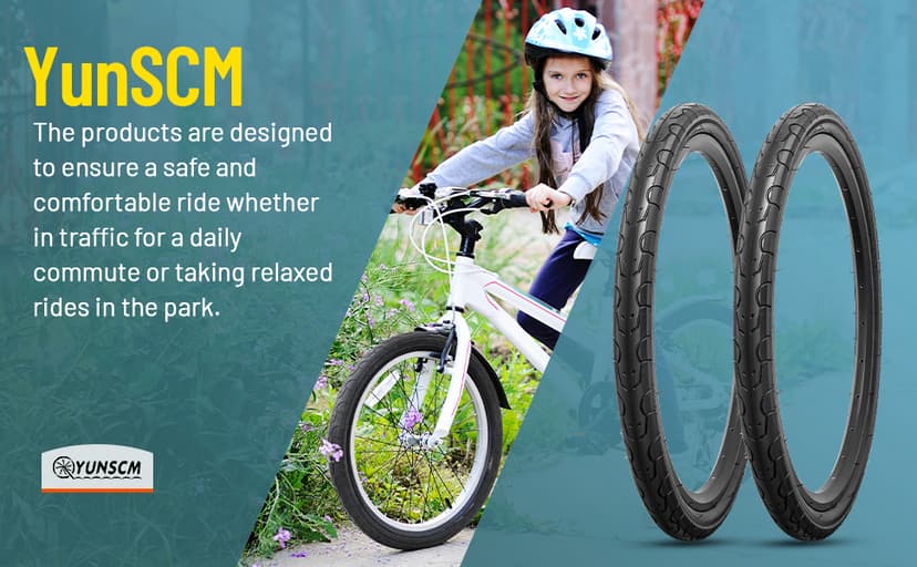 YUNSCM 2-PCS 20" Bike Tires 20x1.50/40-406 Compatible with Road Bike 20 x 1.50 20x1.5 Bicycle Tires (Y-1095)
