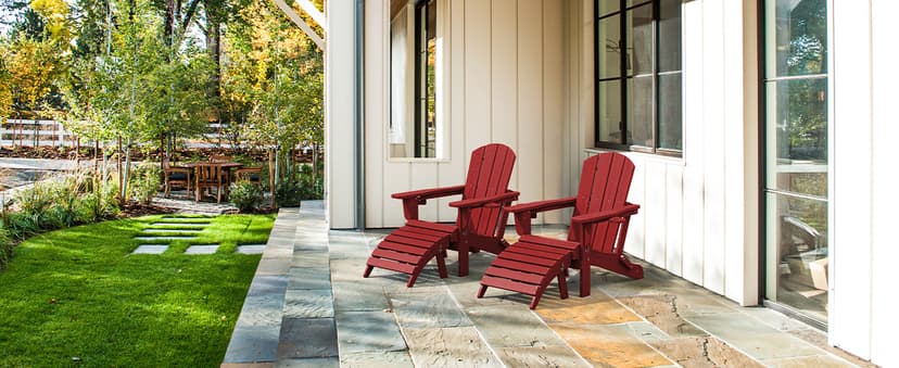 SERWALL Adirondack Chair with Cup Holders - Composite Adirondack Chairs Set of 2 HDPE Outdoor Chairs All Weather Use- Dark Red