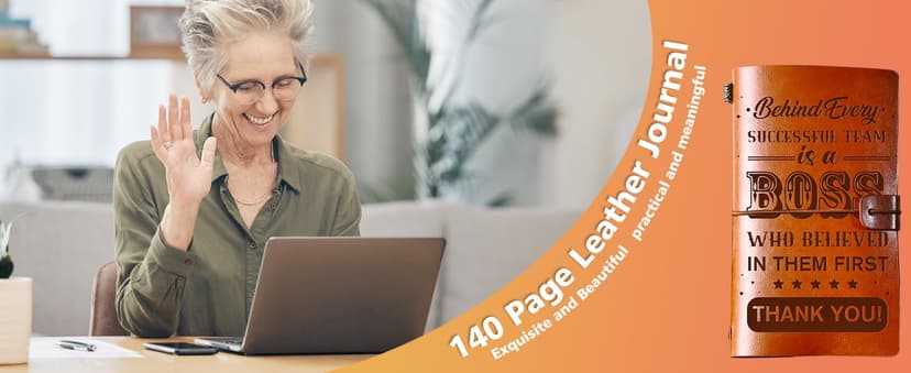 PRSTENLY Boss Gifts Leather Journal, 140 Page Refillable Journal Thank You Appreciation Farewell Retirement Christmas Birthday Bosses Day Gifts for Women Men Boss Lady