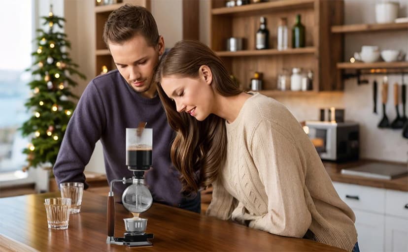 5 Cup,Siphon Coffee Maker with Wooden Handle ,syphon coffee brewer,coffee siphon,Vacuum Brewer Pot, Japanese Syphon Machine, Glass Drip Coffee Maker Set,Comes With 10 Sheets Of Coffee Filter Cloths