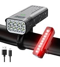 Victoper Bike Light, High Lumens Super Bright Bicycle Lite, 6 Modes USB Rechargeable Bike Headlight Set, Waterproof Safety Bike Frontlight for Road, Mountain, Night Riding B0B4JCX6YN