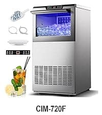 Amzgachfktch Commercial Ice Maker, 100lbs/24H Ice Maker Machine, Auto Self-Cleaning, LED Digital Display, Blue Light, Under Counter/Freestanding Ice Machine for Home/Office/Restaurant/Bar