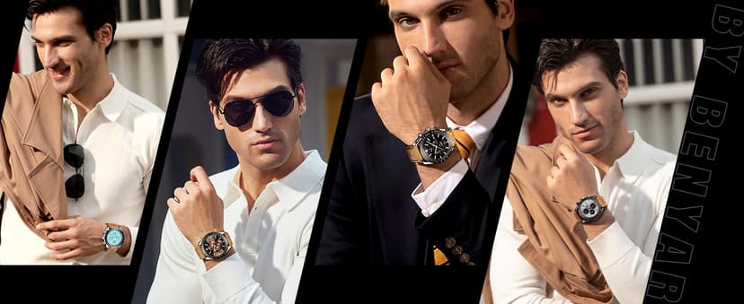 BENYAR BY BENYAR Watch for Men Analog Quartz Chronograph Waterproof Luminous Designer Mens Wrist Watches Business Work Sport Casual Dress Watch with Silicone Strap Elegant Gifts for Men