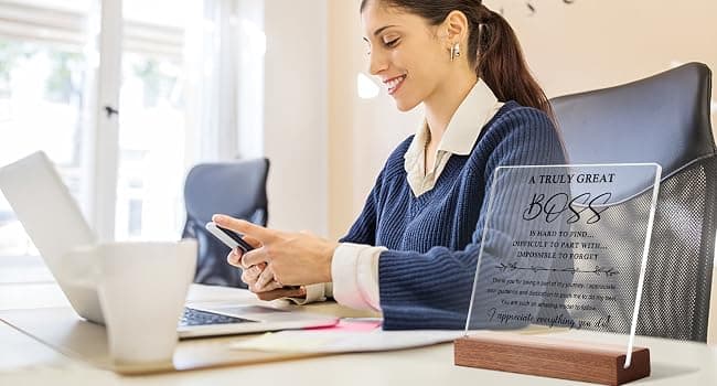 Best Birthday Thank You Retirement Farewell Gifts for Female Boss Leader, Boss Inspirational Gifts Appreciation Keepsake Funnli Boss Gifts for Women Men, Bosses Day Gifts for Boss Lady Plaque B0C6XJX64Z
