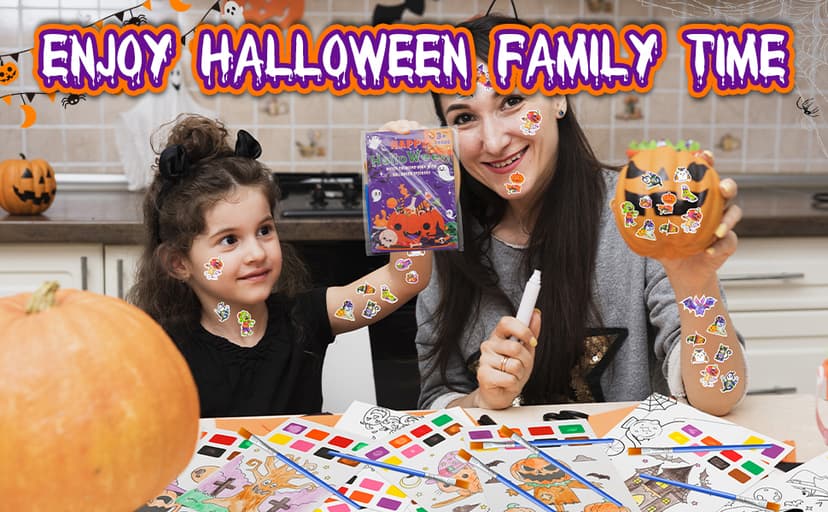 Yeolepor Halloween Crafts for Kids - Paint with Water Books and Stickers for Toddlers Mess Free Watercolor Painting Set Drawing Activities Treats Toy Halloween Gifts for Boy Girl Ages 4 5 6 7 8