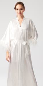 BABEYOND Kimono Robe Cover up with Box Long Floral Satin Sleepwear Silky Bathrobe Bachelorette Robe