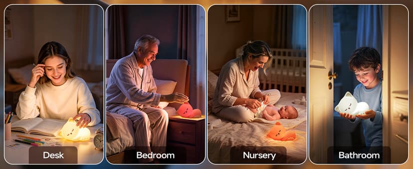 5-Level Dimmable Tap Night Light with Rechargeable Battery. Cute Stuff,Cat Room Decor & Gifts for Women,Adults, Teens & Kids. Mubarek Sleepy Cute Cat Gifts - 16-Color Silicone Night Light with Remote B0D8QGT88D