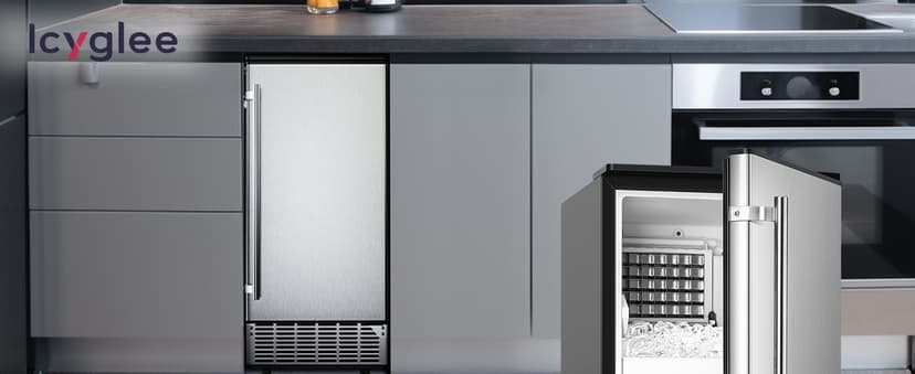 ICYGLEE Commercial Under Counter Ice Maker Machine with Drain Pump, 100Lbs/Day with 24lbs Storage, Built-in Freestanding Ice Maker, Self-Cleaning, 24H Timer, for Commercial & Home Use. (Stainless)