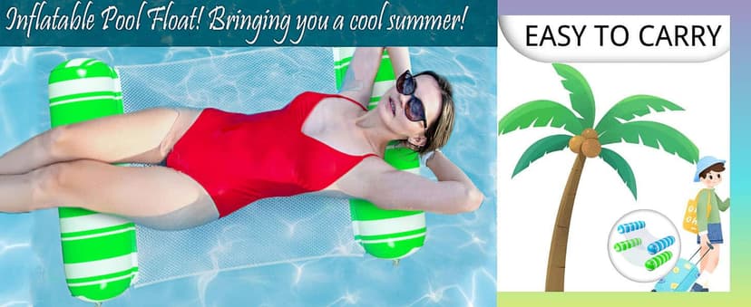 3 Pack Inflatable Pool Floats Adult Size Water Hammock,Pool Floaties Toys,4-in-1 Multi-Purpose Floats for Swimming Pool,Pool Rafts Lounge Chairs Floating,for Adults Vacation Fun and Rest