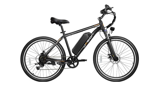 Jasion EB5 Electric Bike for Adults with Peak 1000W Brushless Motor, 40Miles 20MPH Commuting Electric Mountain Bike with 360Wh Removable Battery, 7-Speed, 26" Tires and Front Fork Suspension